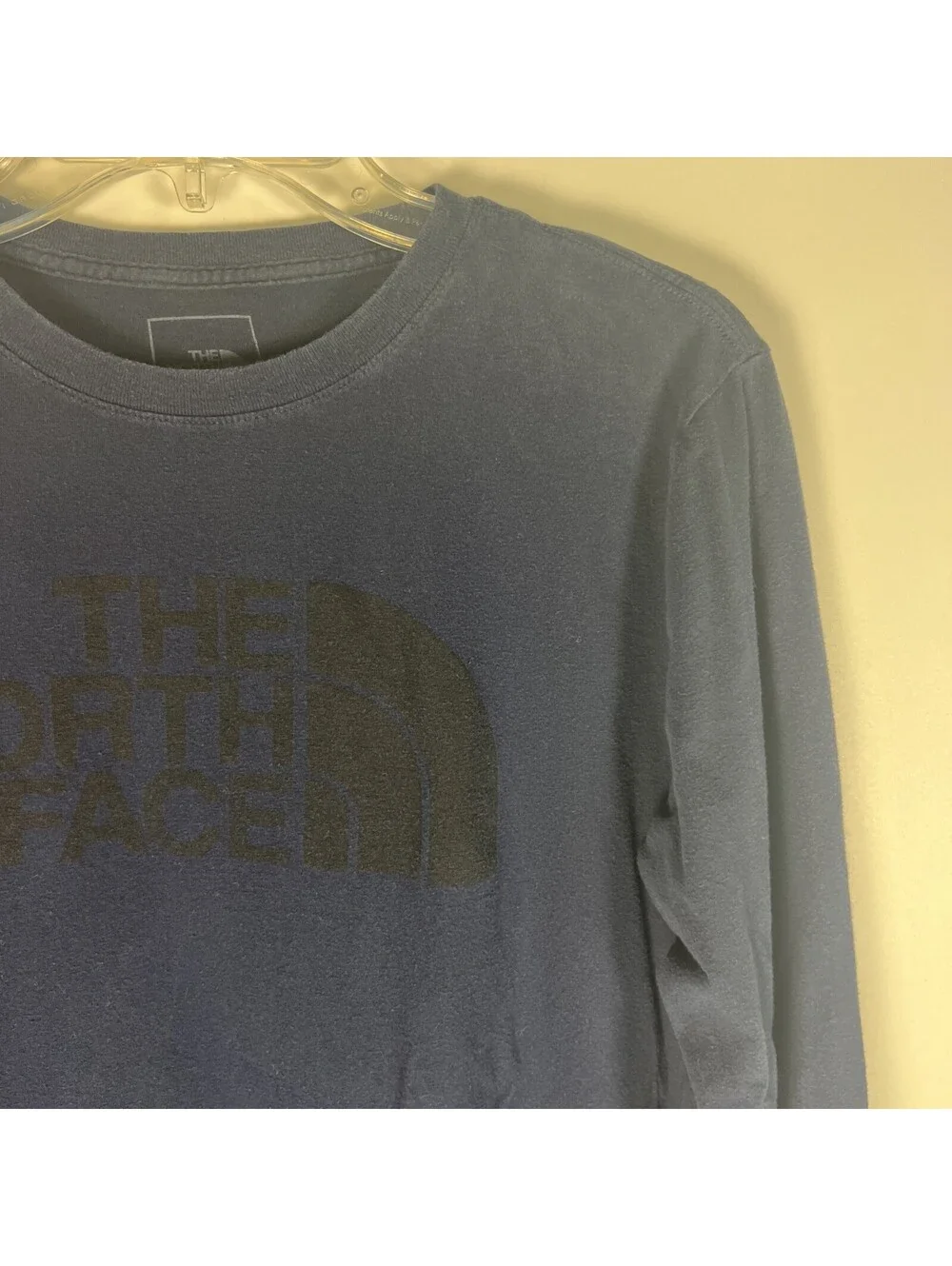 The North Face Long Sleeve Tee Shirt-Navy Blue/ Black Logo-Women's Large